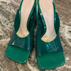 Zara Deep Green Open-Toe Heels, size 37. Have wear but overall GUC